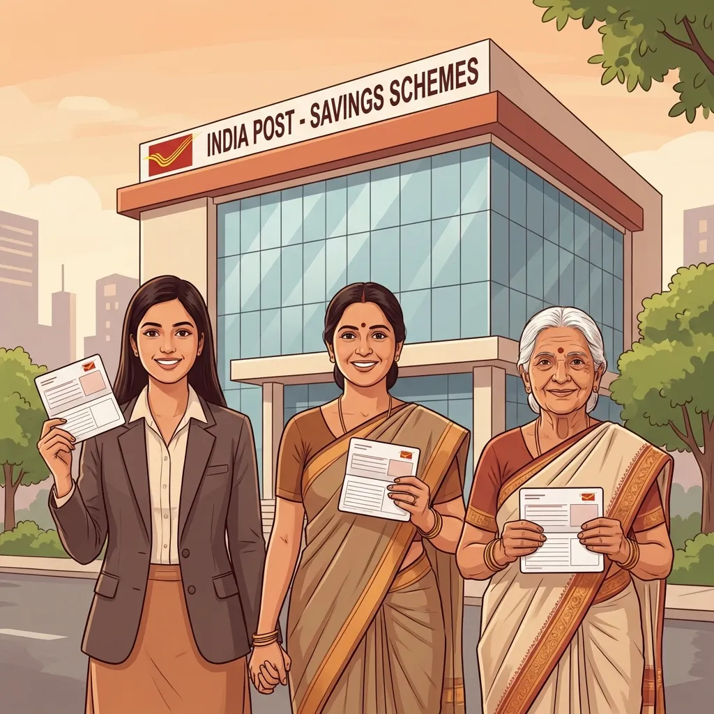 Happy Indian women with Post Office savings passbooks